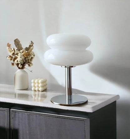 Elegante Macaron Glazen Tafellamp met USB - 3 Lichtkleuren