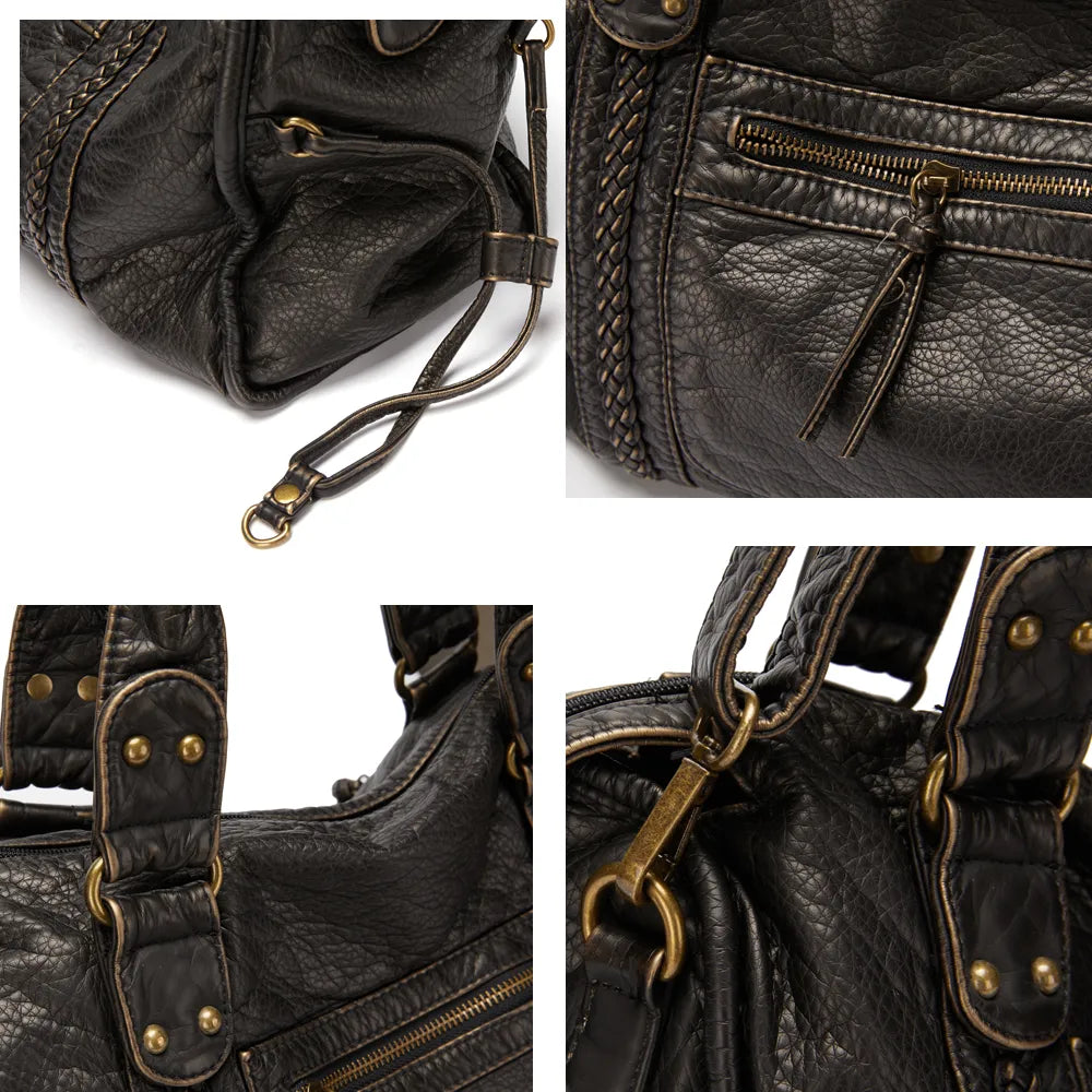 NoirClass - Elegante Zwarte Lederen Handtas