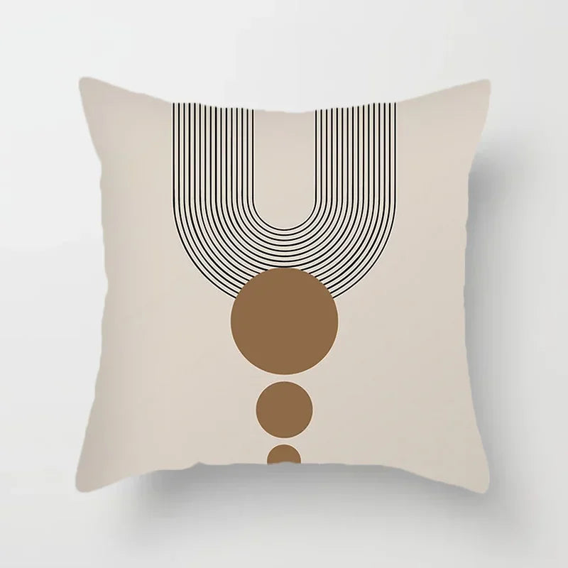 Aurum Kussenhoes - Moderne Zwart-Wit Kussenhoes met Abstracte Kunstprint