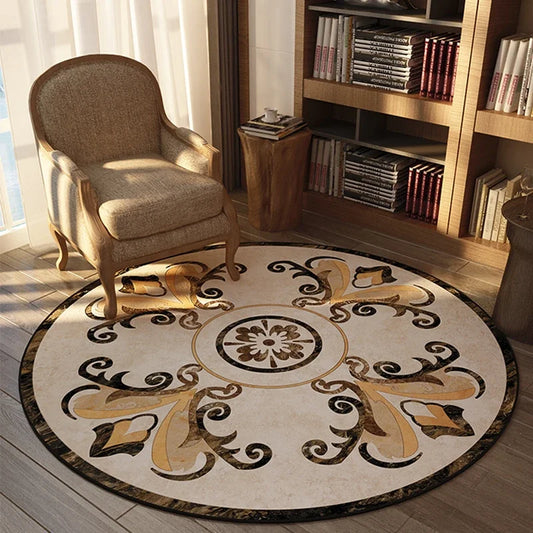 ElegantCircle - Luxe Amerikaanse Ronde Tapijt voor Slaapkamer