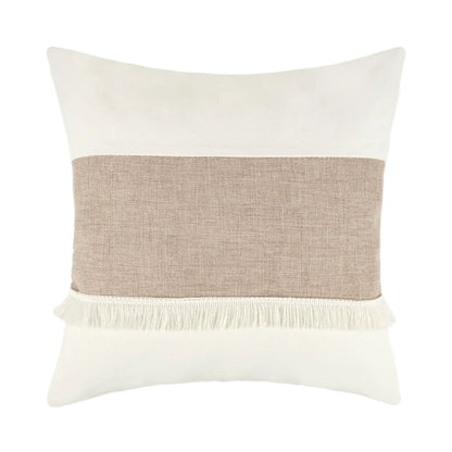 Bohemian Kussenhoes - Geometrisch Kussenhoes in Beige met Franjes