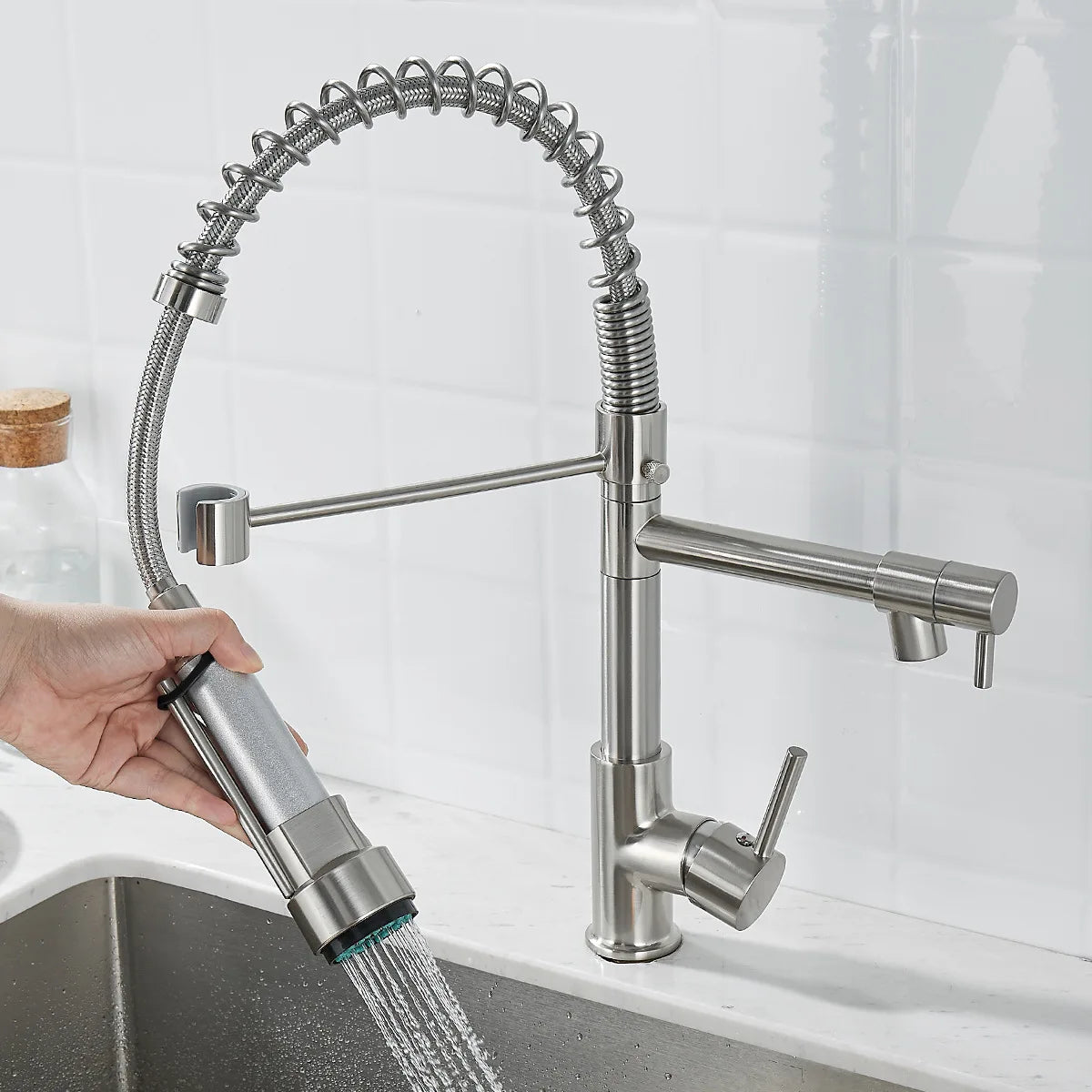 DualFlow Keukenkraan - Luxe Dubbele Messing Keukenkraan