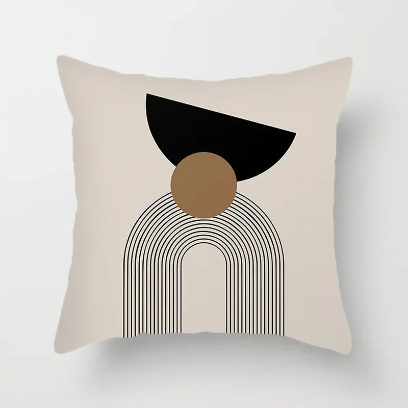 Aurum Kussenhoes - Moderne Zwart-Wit Kussenhoes met Abstracte Kunstprint