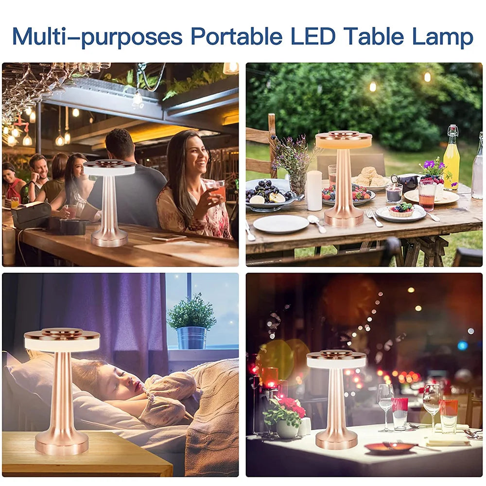 LumiCrest – Draadloze Retro LED Tafellamp