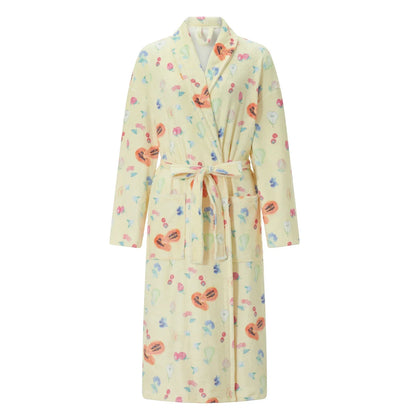 BlossomWrap Badjas - Luxe Flanellen Badjas met Bloemmotief
