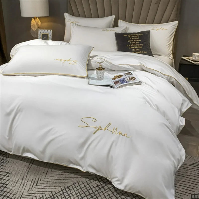 EmbroiLux Bedding - Elegante Luxe Dekbedovertrek met Borduurdesign