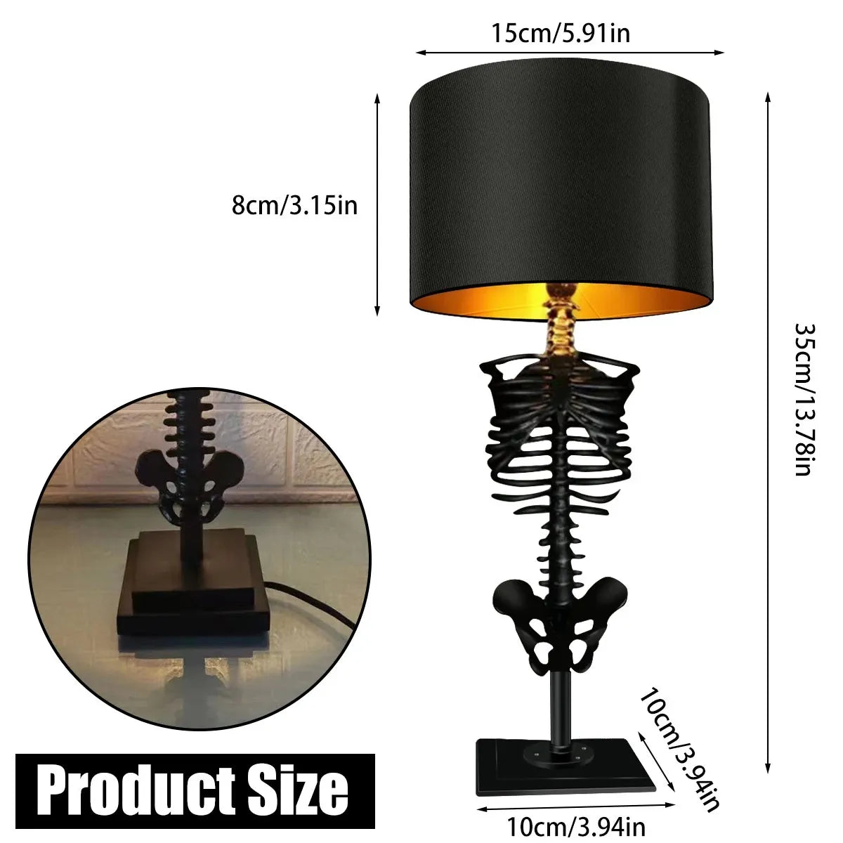 Gothic Skelet Tafellamp – Handgemaakt en Mysterieus Design