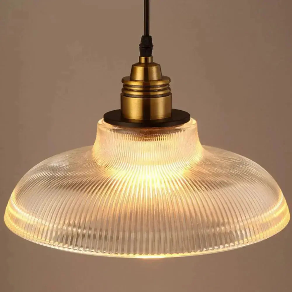 Retro Luxe Glas Hanglamp - Vintage Streepdesign voor Gezelligheid en Sfeer