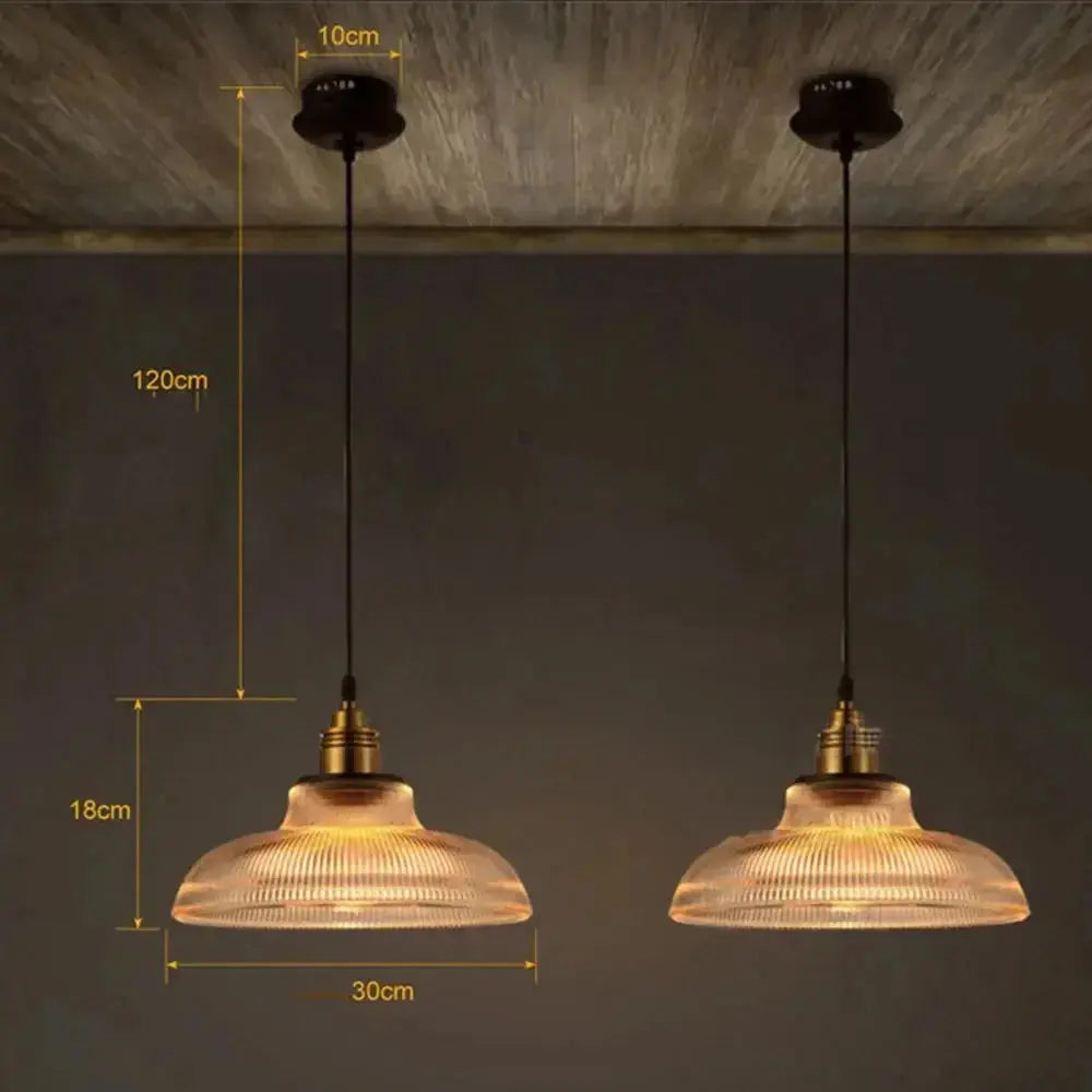 Retro Luxe Glas Hanglamp - Vintage Streepdesign voor Gezelligheid en Sfeer