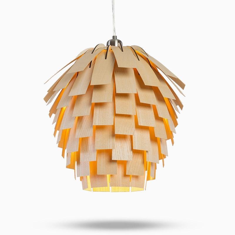 ArtichokeGlow Pendant - Luxe Houten Hanglamp met Rustieke Charme