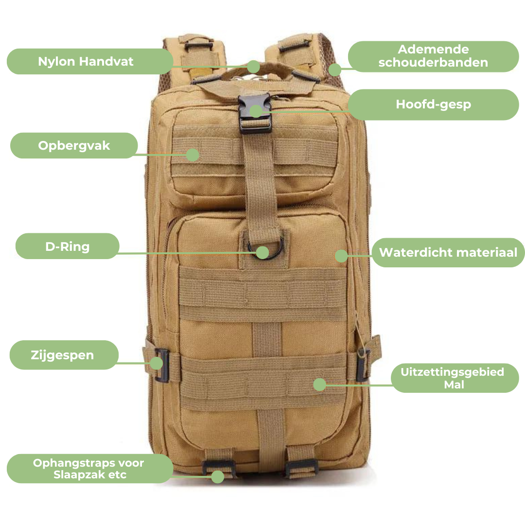 TrailMaster Backpack – Waterdichte Tactische Rugzak voor Outdoor