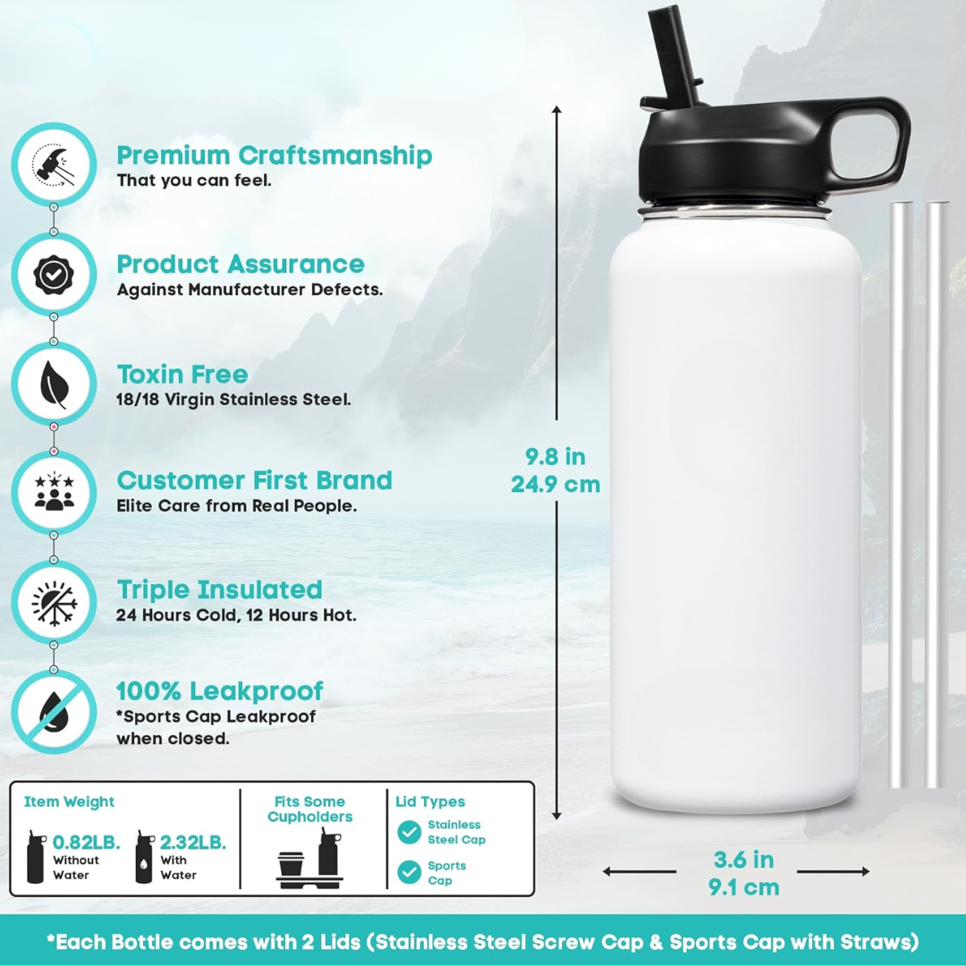 HydroElite – RVS Fles met Rietje voor Dranken