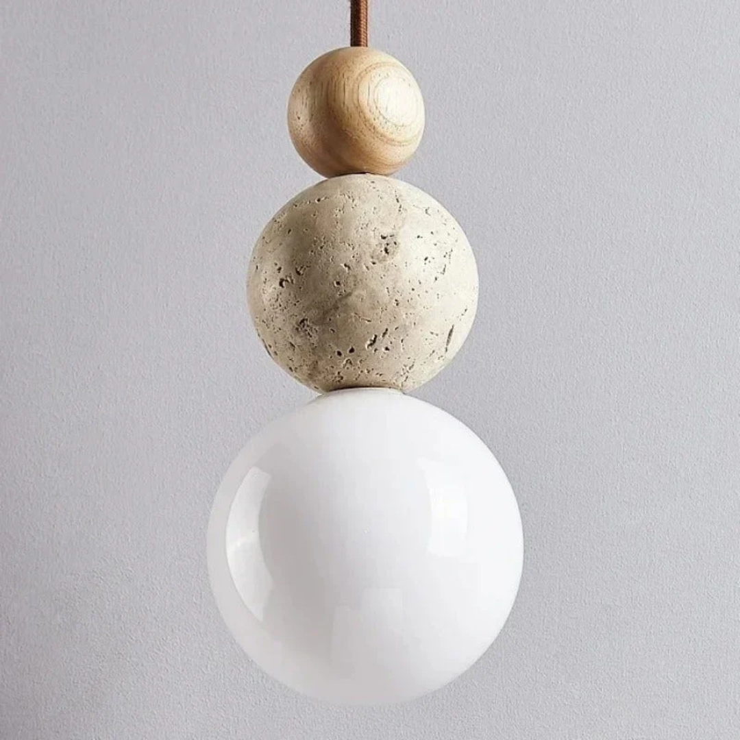 TravertineGlow - Elegante Mahonie Hanglamp voor Thuis