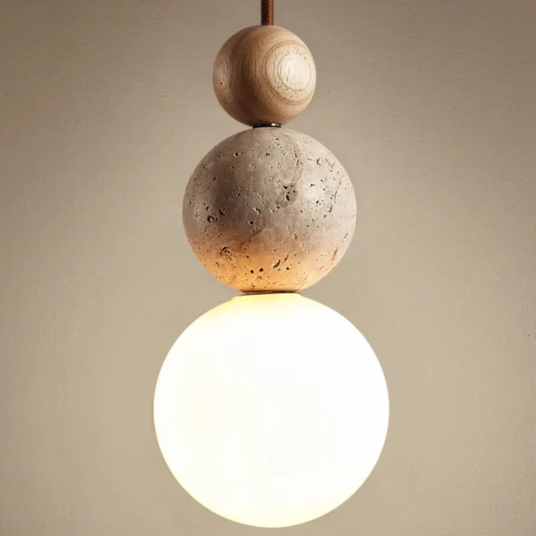 TravertineGlow - Elegante Mahonie Hanglamp voor Thuis