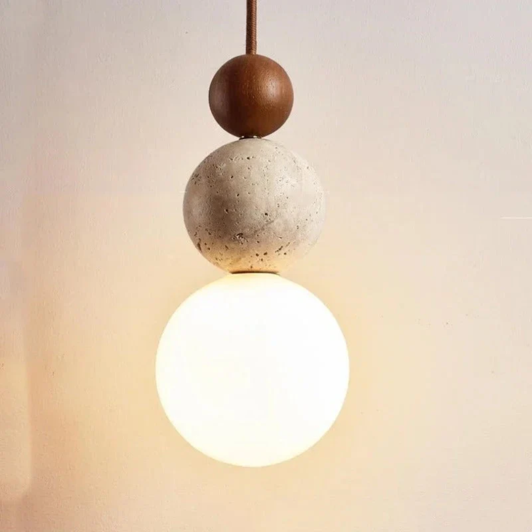 TravertineGlow - Elegante Mahonie Hanglamp voor Thuis