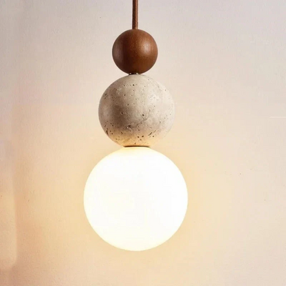 TravertineGlow - Elegante Mahonie Hanglamp voor Thuis