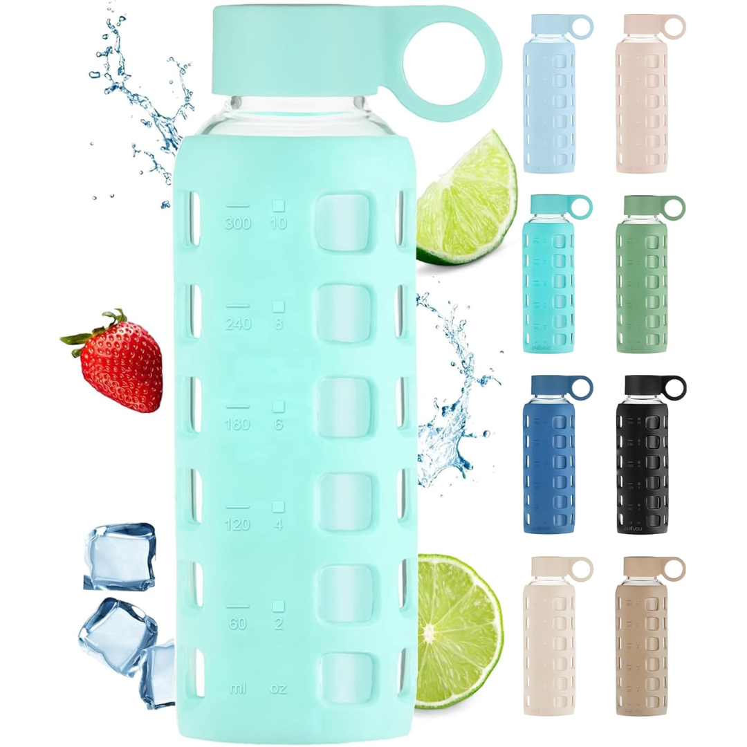 HydraFlow - Glazen Drinkfles met Tijdsindicator en Bescherming