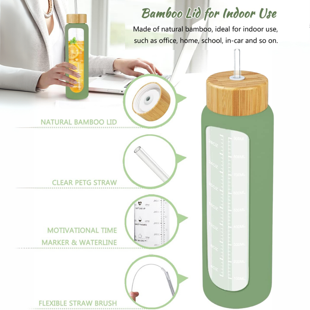 HydraVibe - Herbruikbare Waterfles met Motivatie en Rietje