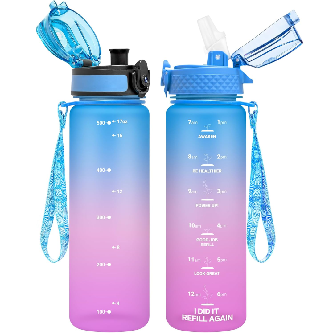 EcoFlow - Herbruikbare Tritan Waterfles met Rietje