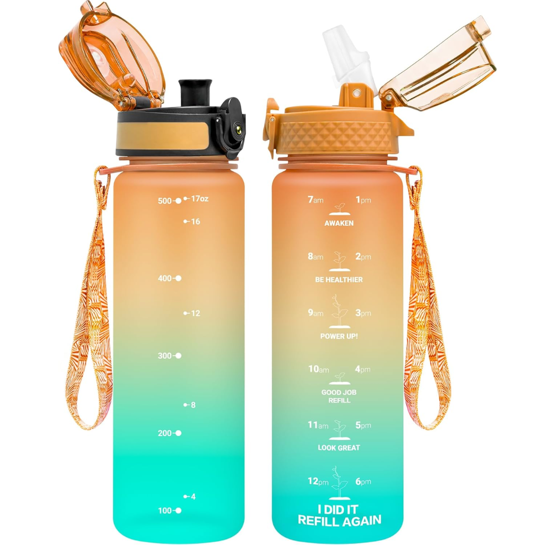 EcoFlow - Herbruikbare Tritan Waterfles met Rietje