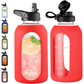 HydroGlow - Motiverende Glazen Waterfles 900ml met Rietje