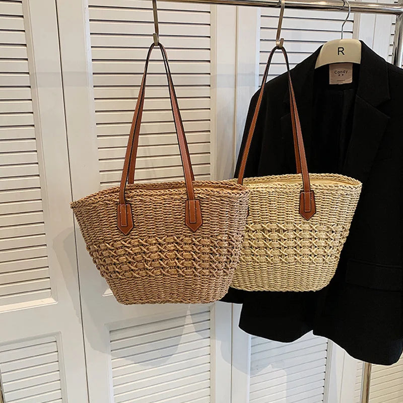 BohoVibe Tote – Elegante Stro Schoudertas