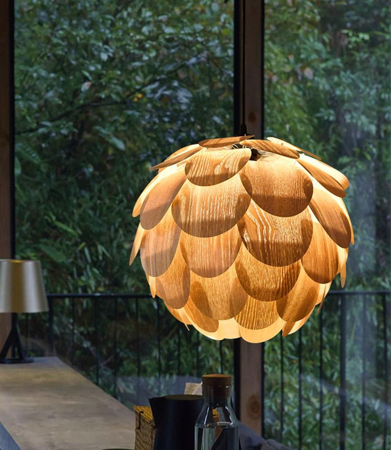 PineappleGlow Pendant - Luxe Houten Hanglamp in Ananasvorm