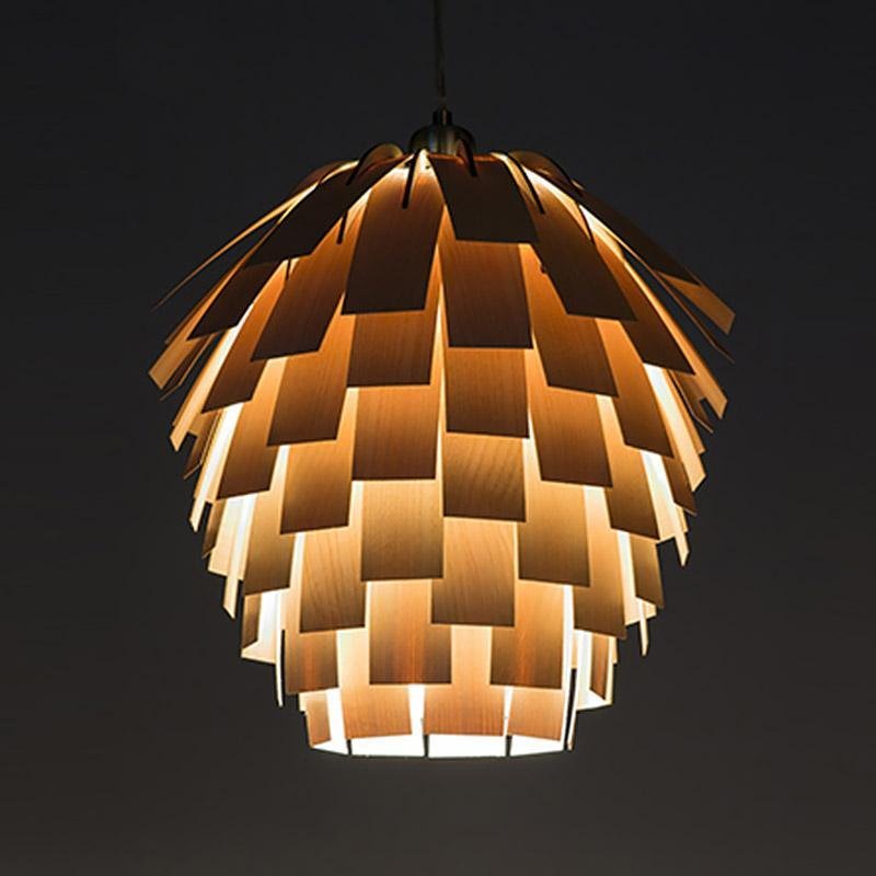 ArtichokeGlow Pendant - Luxe Houten Hanglamp met Rustieke Charme