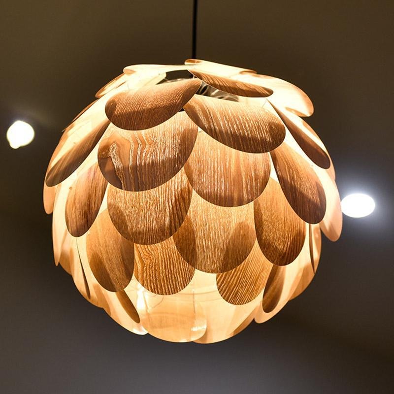 PineappleGlow Pendant - Luxe Houten Hanglamp in Ananasvorm