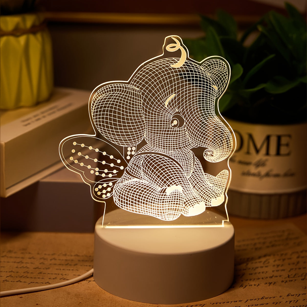 AngelElephant Lamp - 3D LED Tafellamp met USB-aansluiting