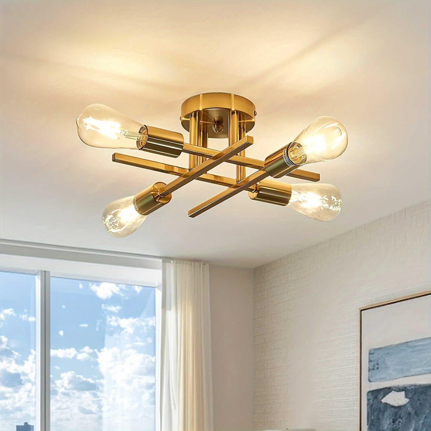 SatelliteLight – Moderne Industriële Plafondlamp in Zwart Ijzer