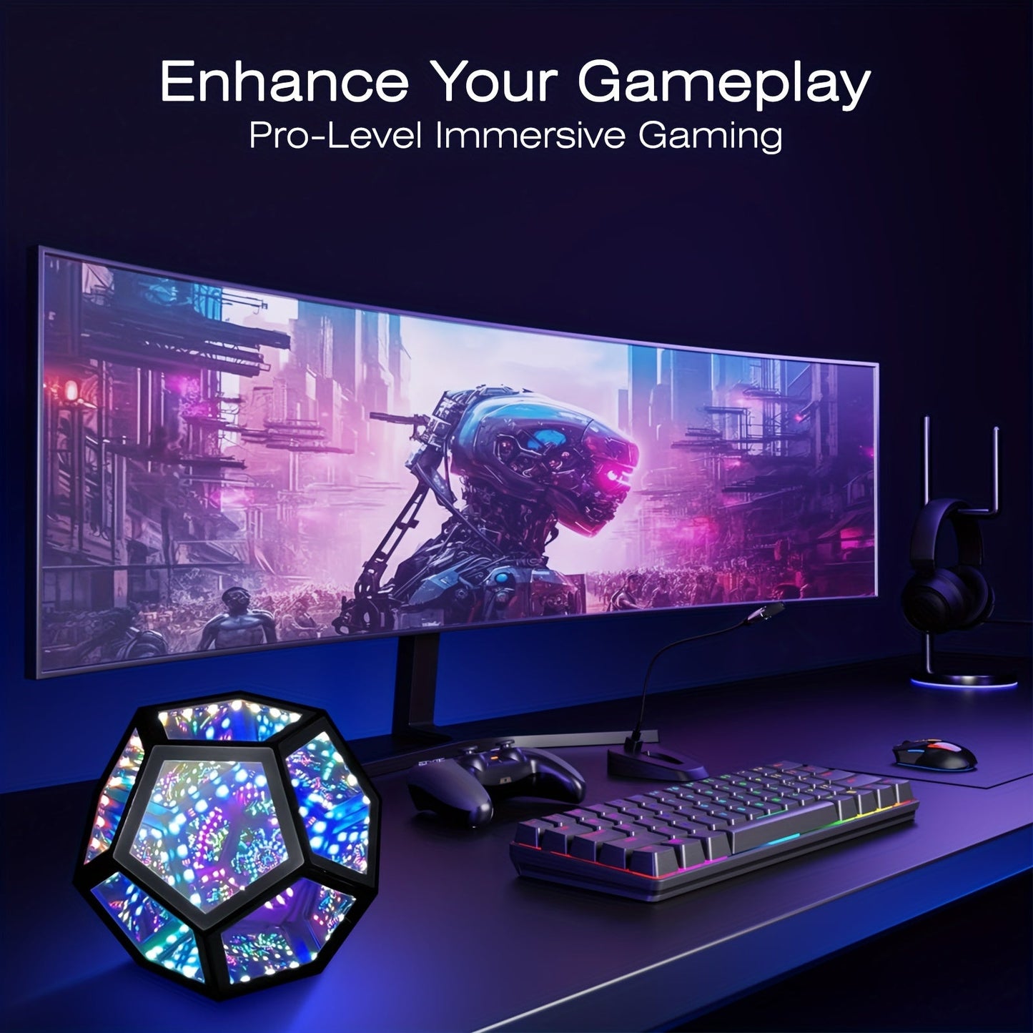 InfinityGlow – 3D Kleurrijke Dodecaëder Lamp met RGB Verlichting