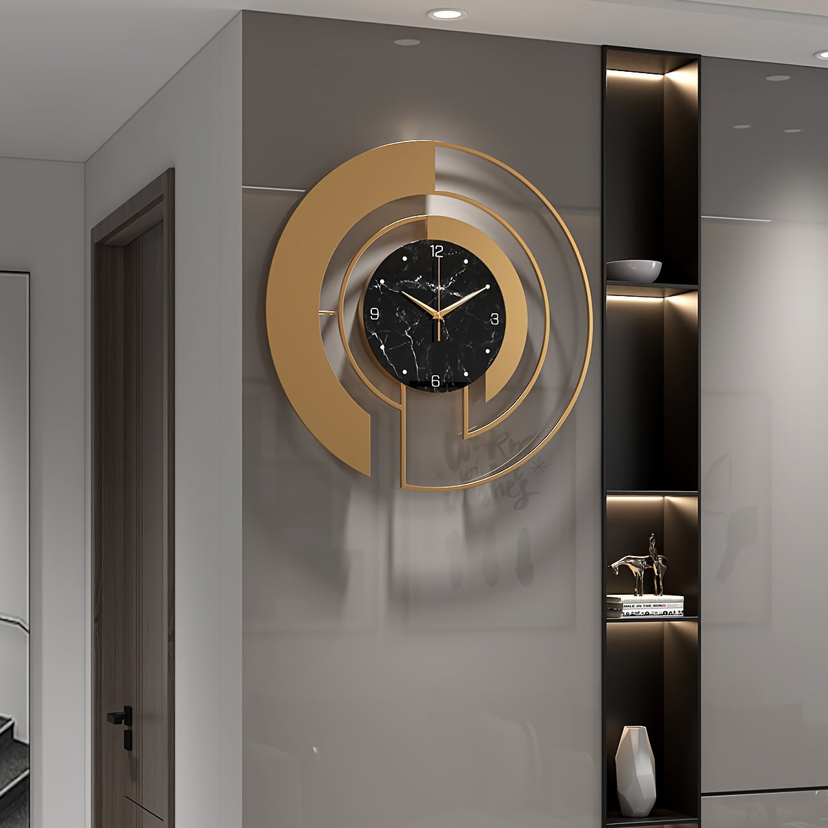 GeoGold Clock - Luxe Geometrische Wandklok in Goud