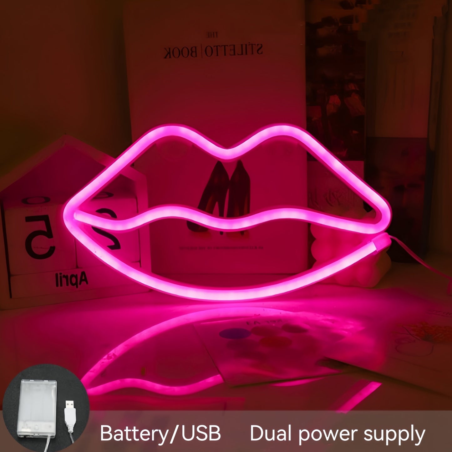 GlowLips - Neon Roze LED Wandlamp voor Valentijn