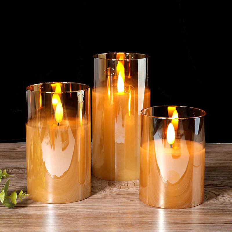 SafeGlow LED Kaarsenset - Elegante Draadloze Oplaadkaarsen Set van 3