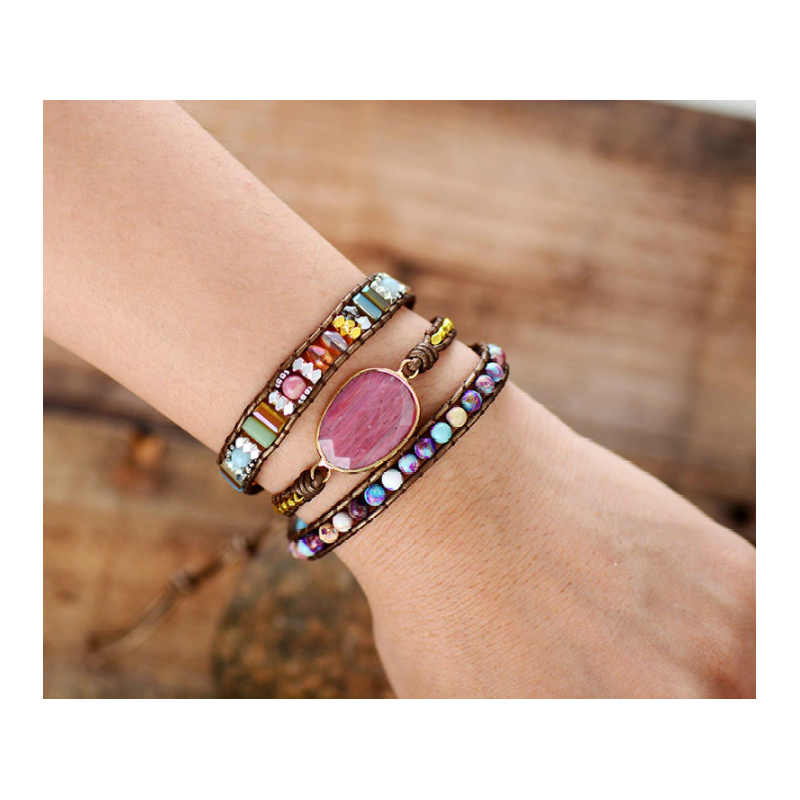 Betoverende Winnie Wikkelarmband met Unieke Edelstenen | Een Magisch Sieraad voor Jouw Stijl