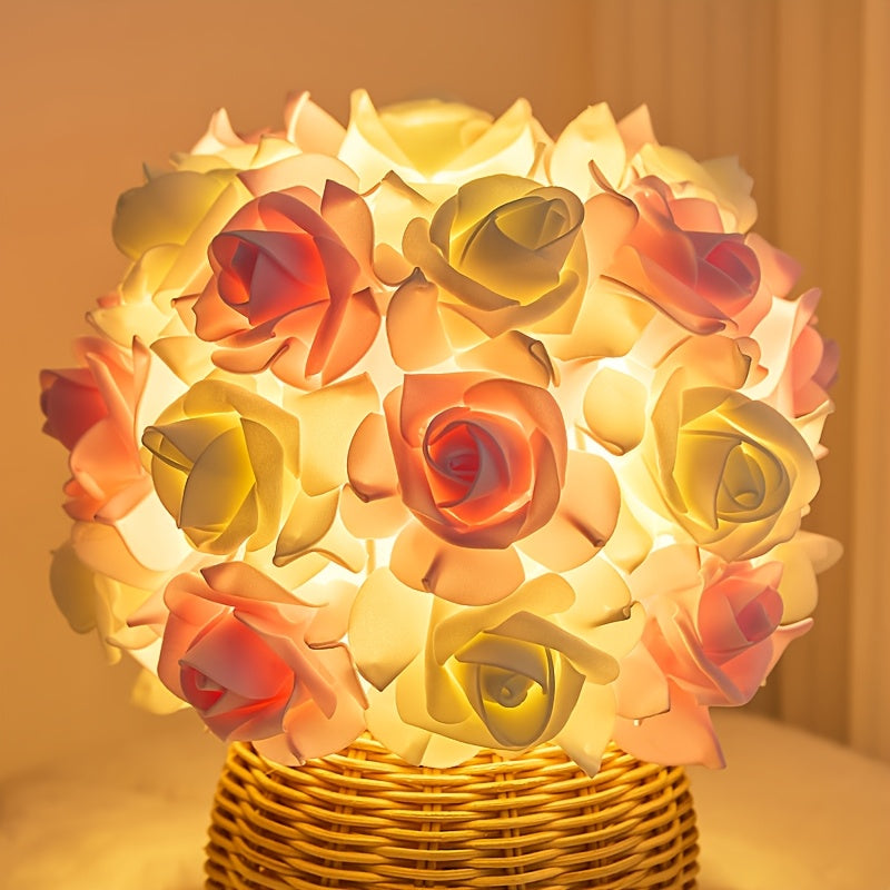 FloraGlow - Luxe Art Deco Rozen Tafellamp met USB