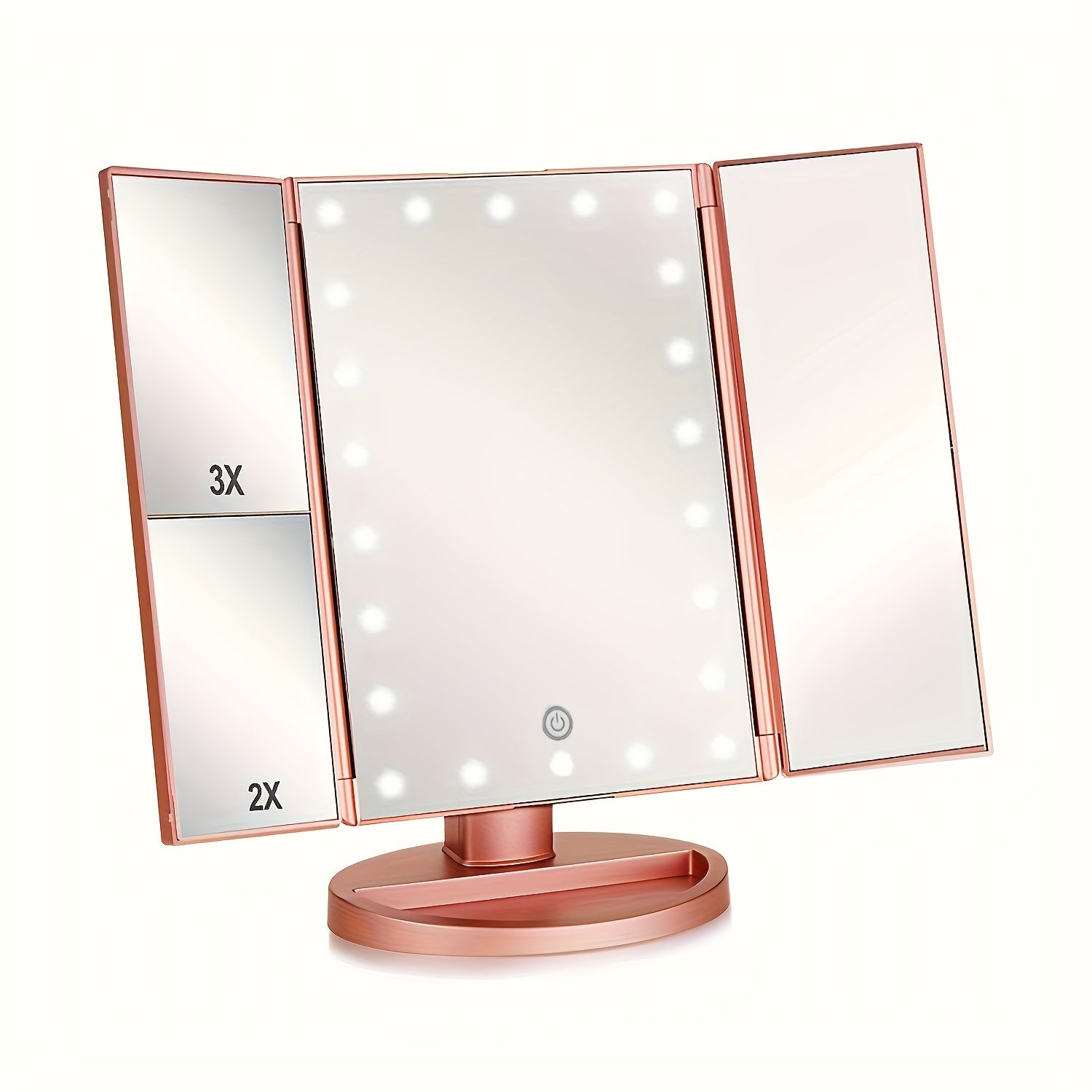 FlawlessGlow - Tri-Fold Make-up Spiegel met LED Verlichting