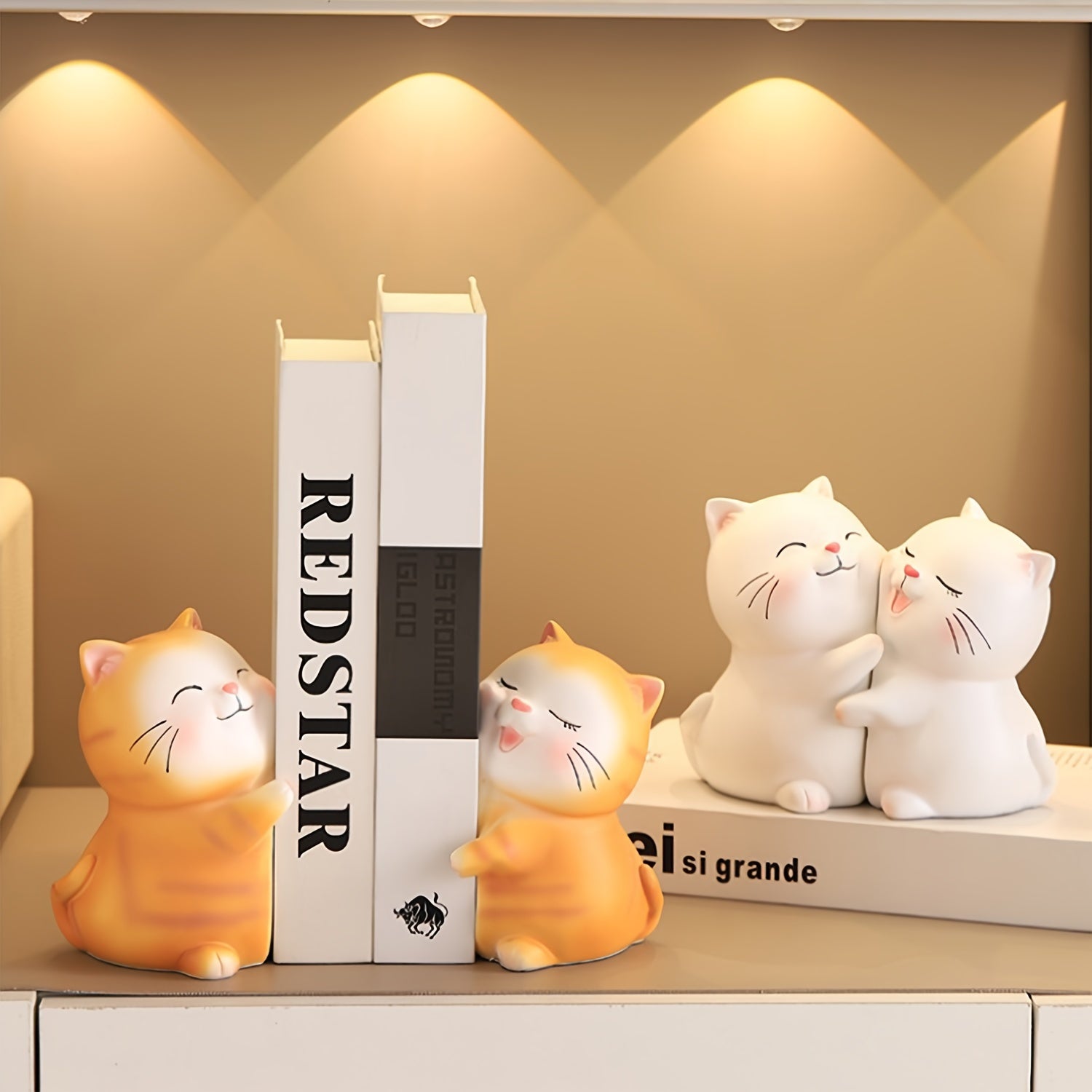 LoveCats - Romantische Boekensteunen van Hars