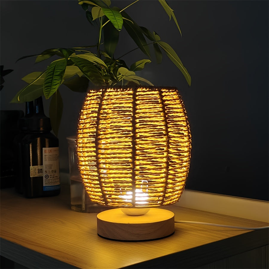 EcoLoom - Ambachtelijke Houten Tafellamp met LED Verlichting