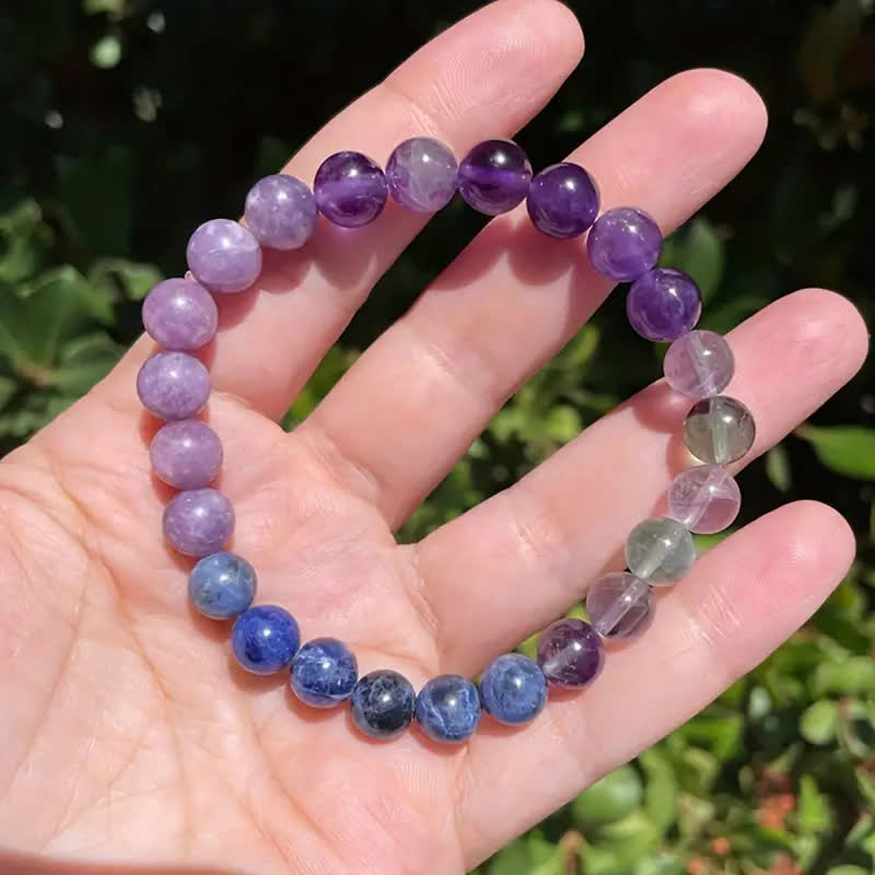 Aurora Anti-Anxiety Bracelet with Amethyst, Lepidolite, and Lapis Lazuli