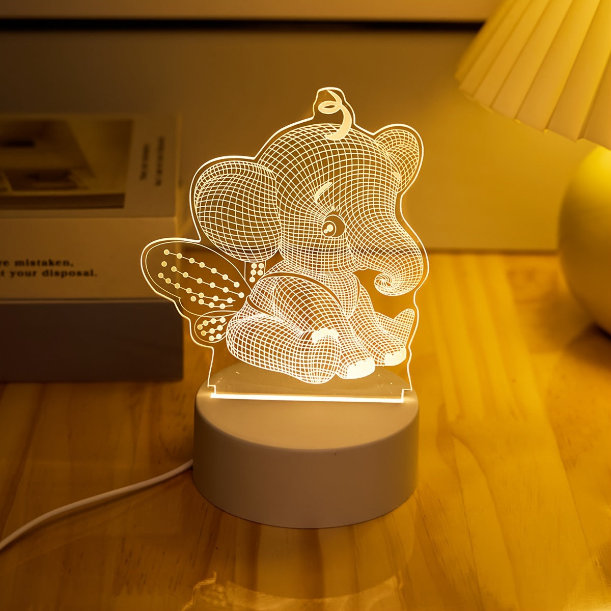 AngelElephant Lamp - 3D LED Tafellamp met USB-aansluiting
