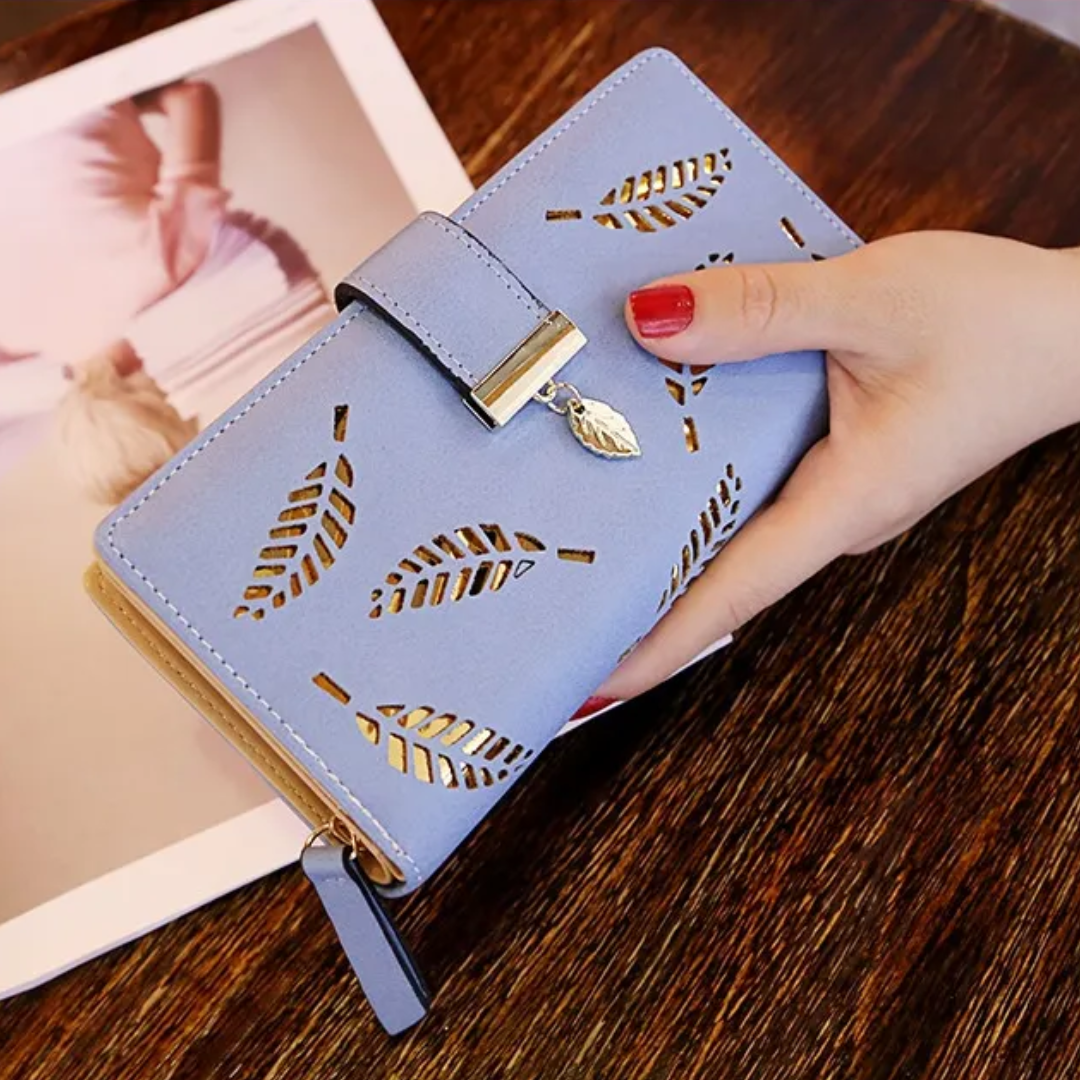 GoldenLeaf – Luxe Leren Portemonnee met Bladeren