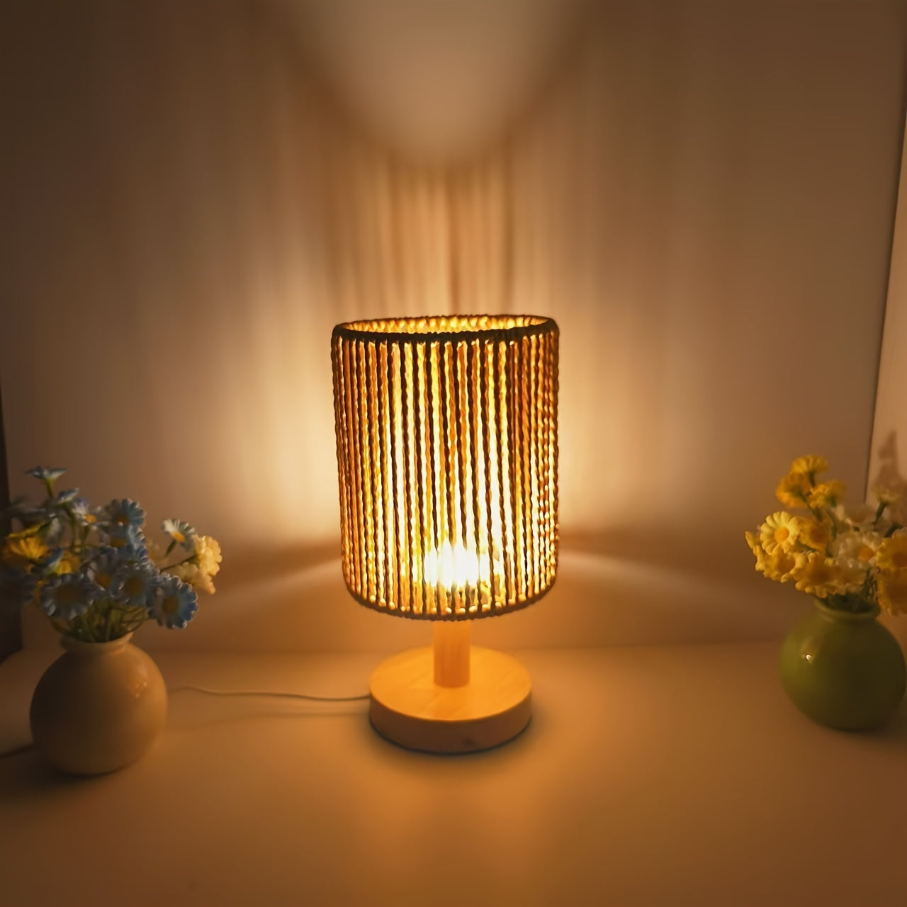 BarrelGlow Lamp - Houten Design met Stripes