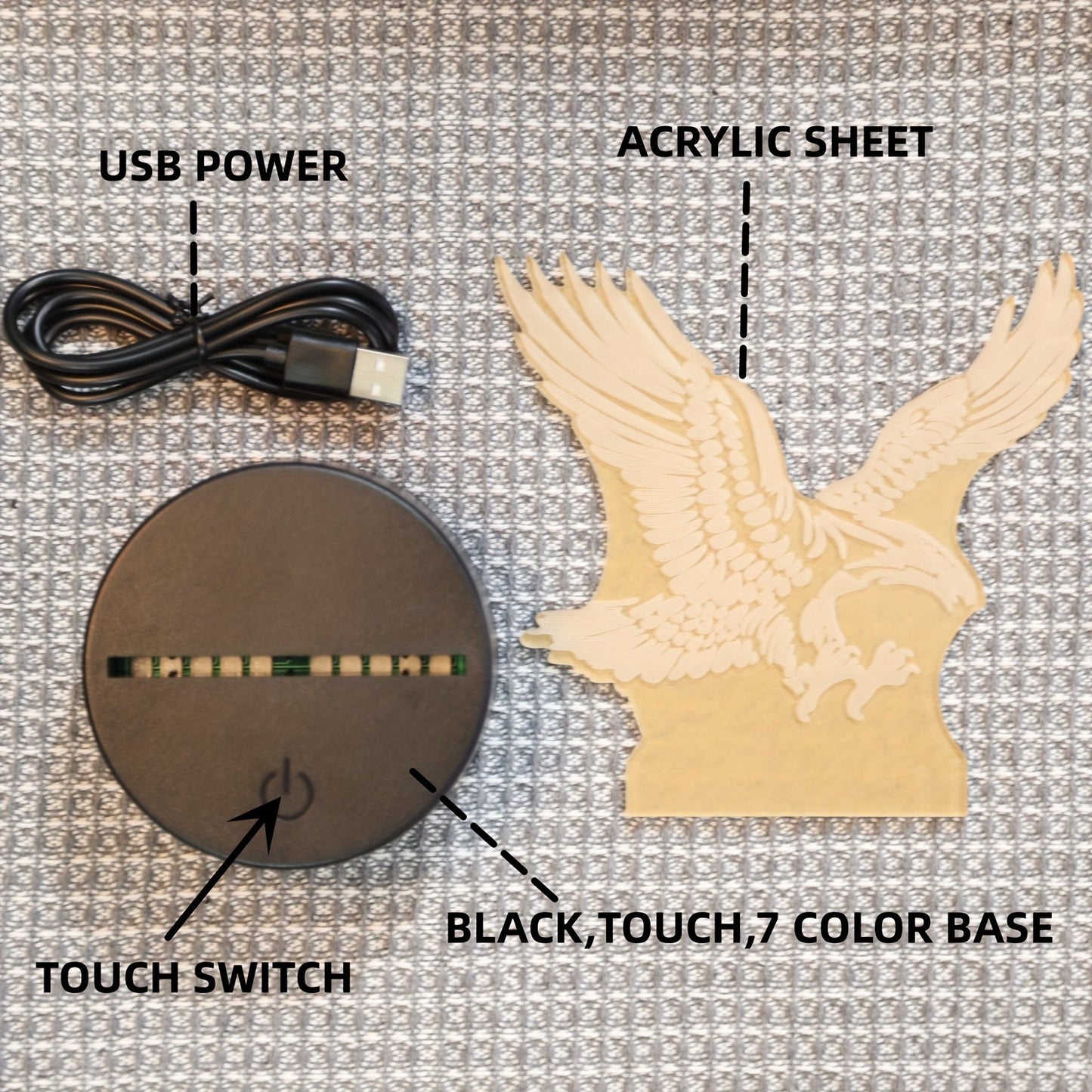 EagleLight – 3D LED Nachtlamp met Kleuren en Touch