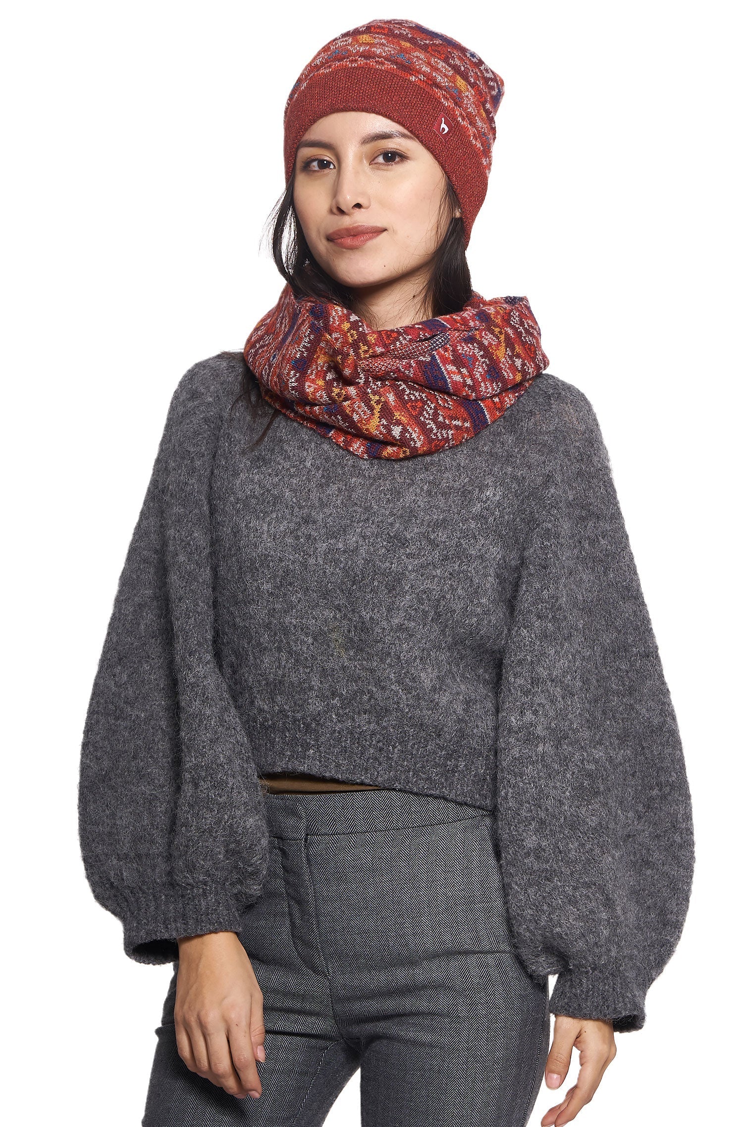 AlpacaFit Beanie - Luxe Jacquard Muts van 100%