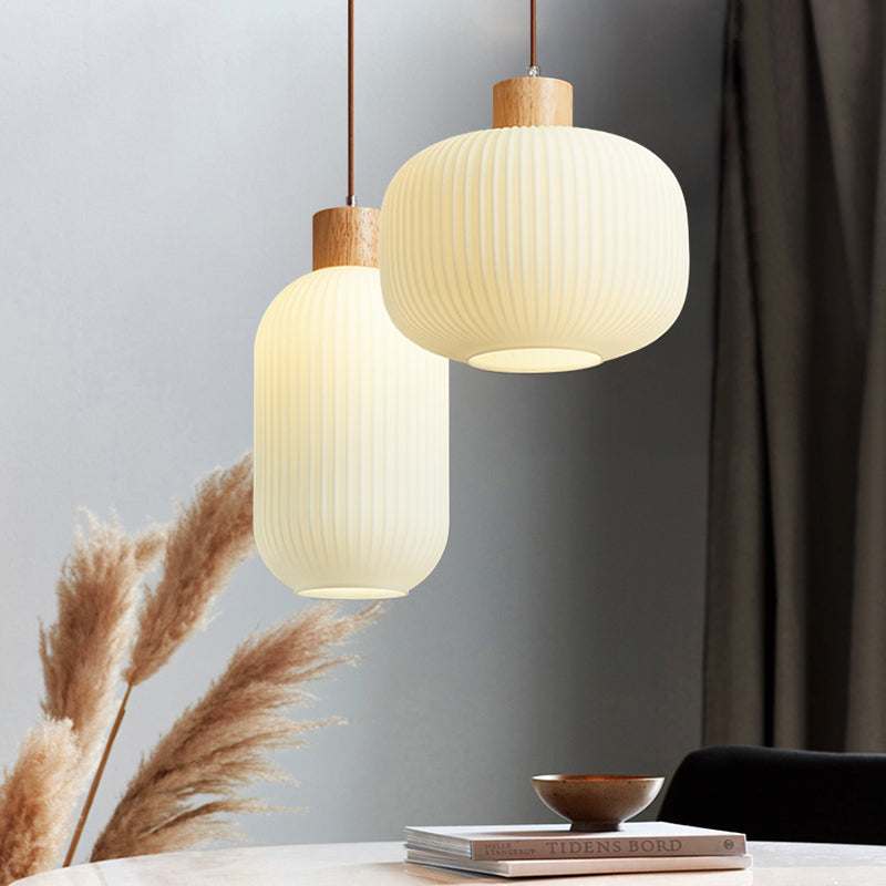 VintageLight - Stijlvolle Houten en Glazen Hanglamp