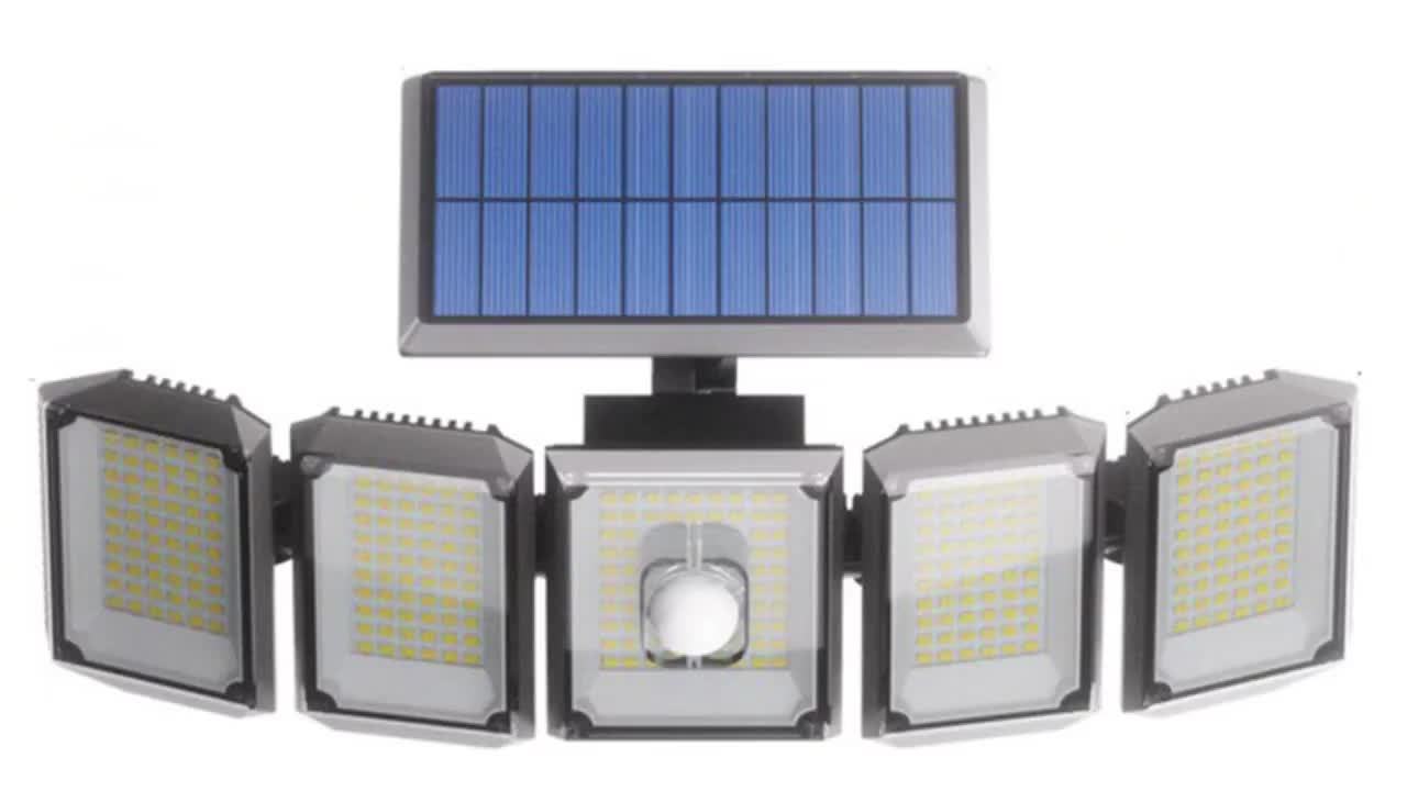 SolarGuard Pro – 5-Arm Zonne-LED Buitenlamp met Sensor