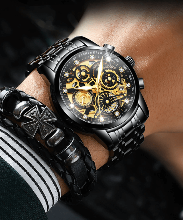 SkeletonWatch - Stijlvol Herenhorloge met Zwart Design