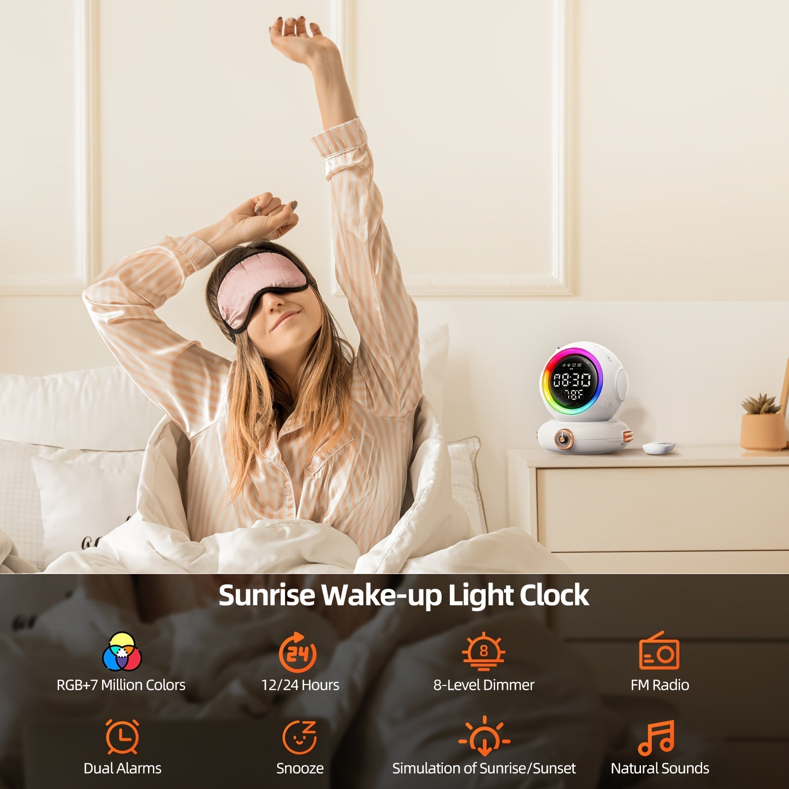 LunaRise - Wake-up Light met Bluetooth Speaker en FM Radio